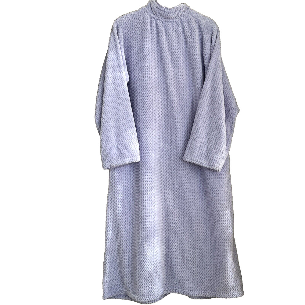 Stan Herman Lavendar Fleece Plush Robe Housecoat Long Zip SZ L - Picture 6 of 7